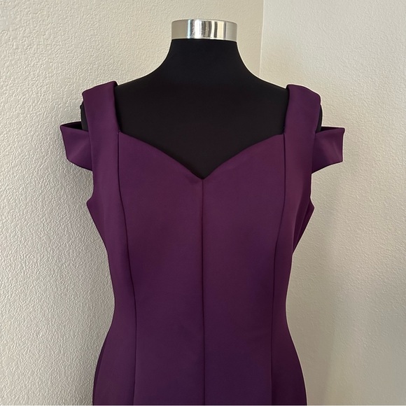 Calvin Klein Go Red Cold-Shoulder Plum Sheath Midi Dress Size 12 - Picture 4 of 12